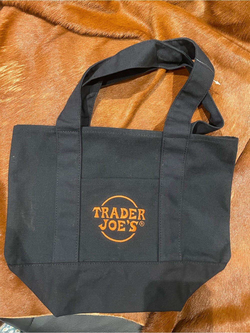 Trader Joe's Black Canvas Tote with Orange Logo